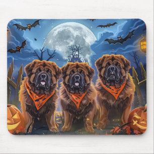 Tibetan Mastiff Halloween Spooky Mousepad