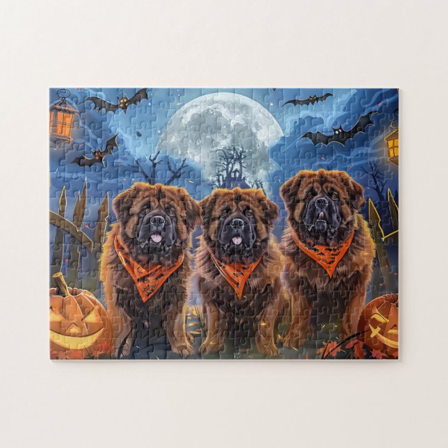 Tibetan Mastiff Halloween Spooky Puzzle (Horizontal)