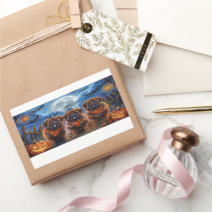 Tibetan Mastiff Halloween Spooky Rechteckiger Aufkleber