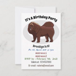 Tibetan Mastiff Hunde Cartoon Illustration Einladung