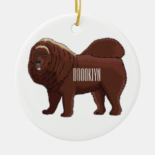 Tibetan Mastiff Hunde Cartoon Illustration Keramik Ornament