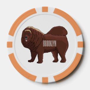 Tibetan Mastiff Hunde Cartoon Illustration Pokerchips