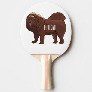 Tibetan Mastiff Hunde Cartoon Illustration Tischtennis Schläger