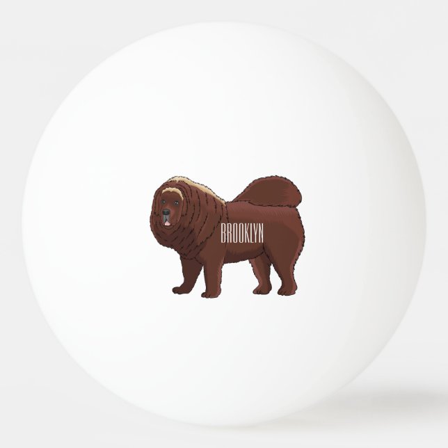Tibetan Mastiff Hunde Cartoon Illustration Tischtennisball (Vorderseite)