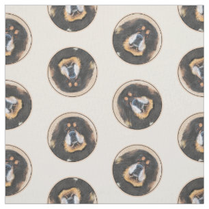 Tibetan Mastiff Malen Schwarz und Tan Pet Dog Art Stoff