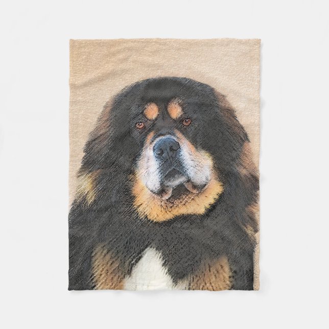 Tibetan Mastiff Malerei - Niedliche Original Dog A Fleecedecke (Vorderseite)