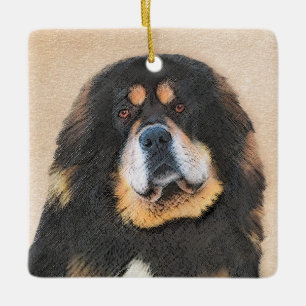 Tibetan Mastiff Malerei - Niedliche Original Dog A Keramikornament
