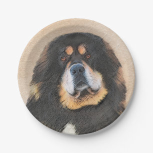 Tibetan Mastiff Malerei - Niedliche Original Dog A Pappteller