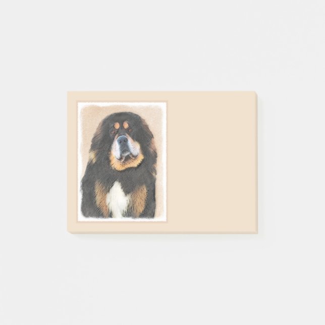 Tibetan Mastiff Malerei - Niedliche Original Dog A Post-it Klebezettel (Vorderseite)