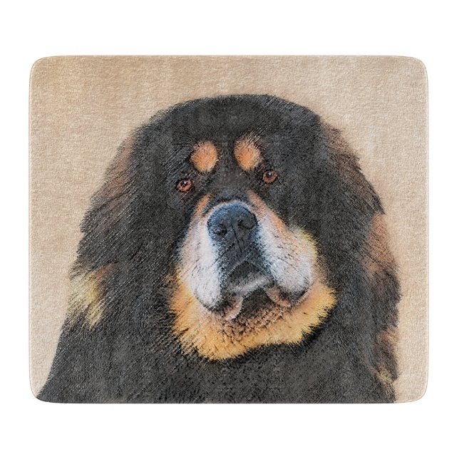 Tibetan Mastiff Malerei - Niedliche Original Dog A Schneidebrett (Vorderseite)