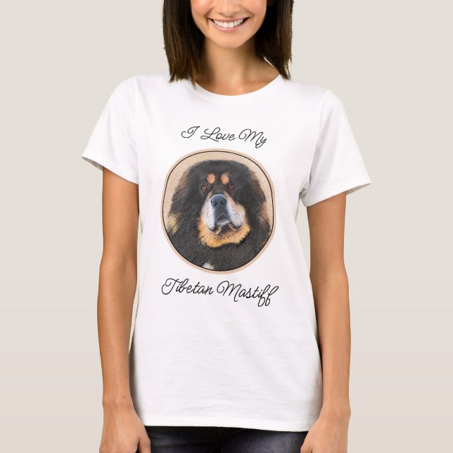 Tibetan Mastiff Malerei - Niedliche Original Dog A T-Shirt (Vorderseite)