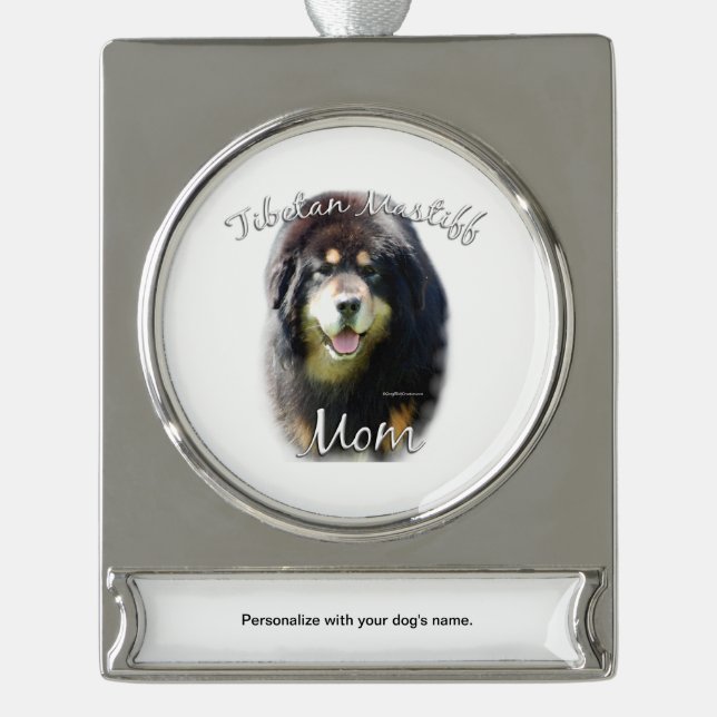 Tibetan Mastiff Mama 2 Banner-Ornament Silber (Vorderseite)