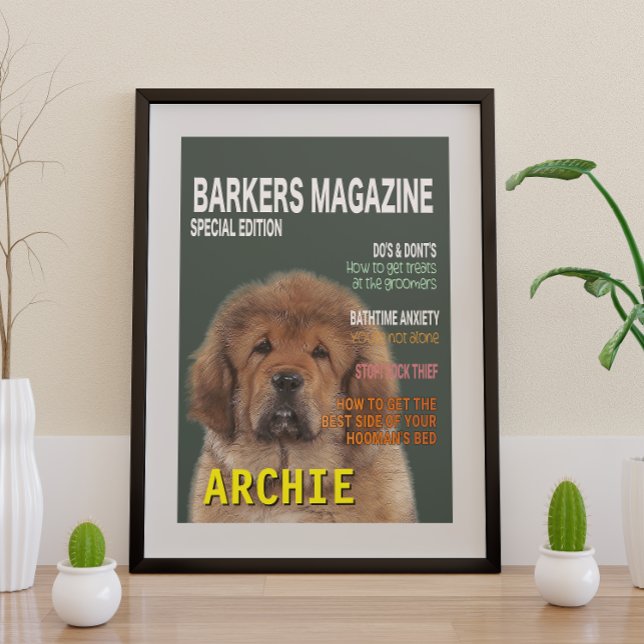 Tibetan Mastiff Parody Magazine Cover Poster (Von Creator hochgeladen)