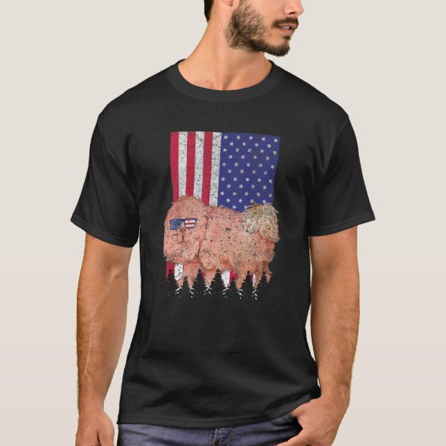Tibetan Mastiff Patriotic Dog USA Pride American F T-Shirt (Vorderseite)