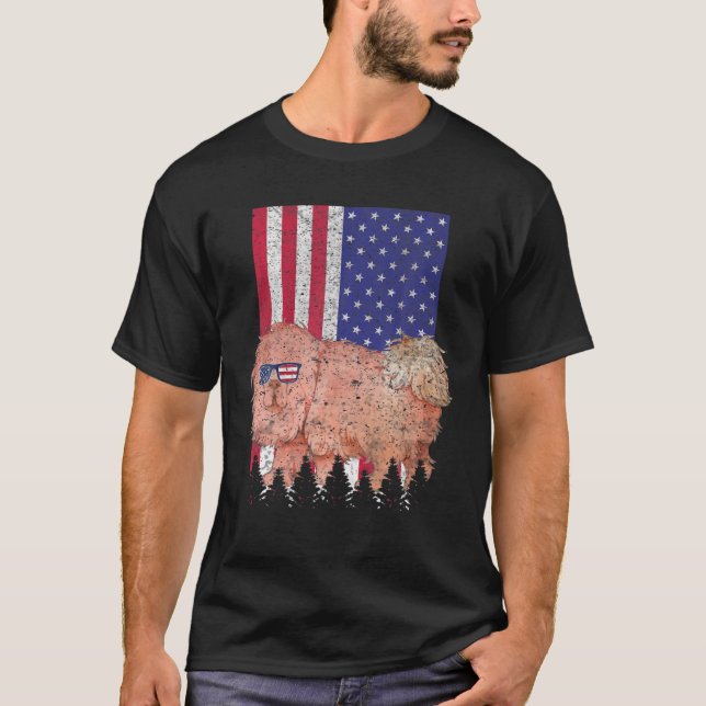 Tibetan Mastiff Patriotic Dog USA Pride American F T-Shirt (Vorderseite)
