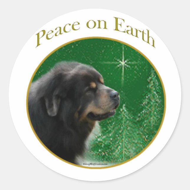 Tibetan Mastiff Peace Runder Aufkleber (Vorderseite)