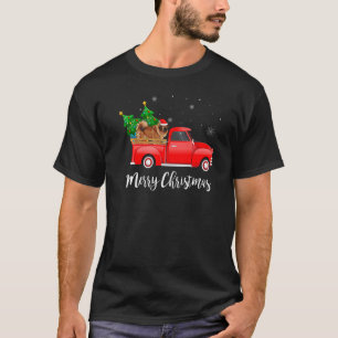 Tibetan Mastiff Red Truck Weihnachtsbaum Xmas Dog T-Shirt