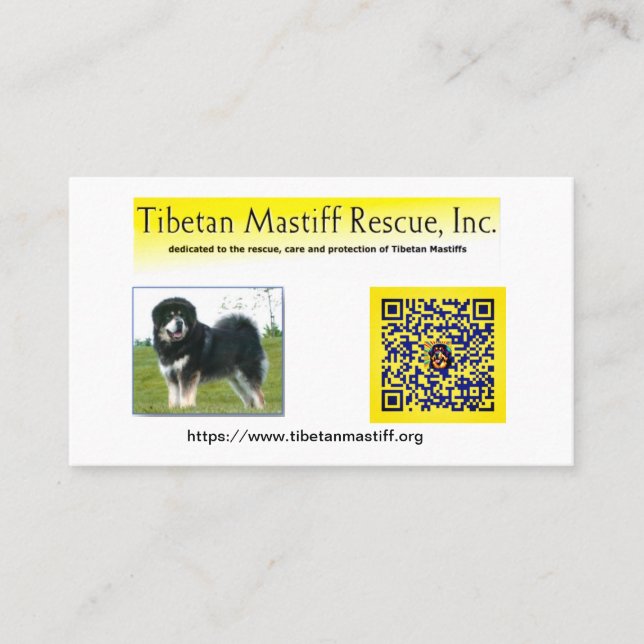 Tibetan Mastiff Rescue, Inc. Information Business Visitenkarte (Vorderseite)