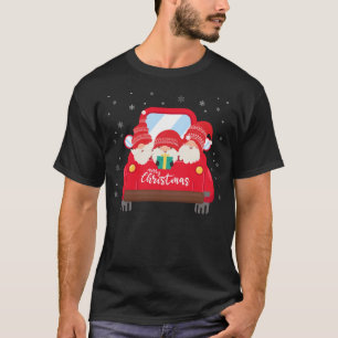 Tibetan Mastiff Riding Red Truck Frohe Weihnachten T-Shirt