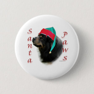 Tibetan Mastiff Santa Paws Button
