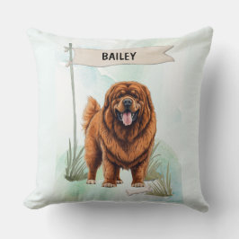 Tibetan Mastiff Watercolor Personalized Dog Kissen