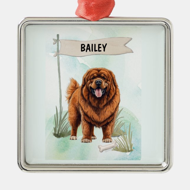 Tibetan Mastiff Watercolor Personalized Dog Ornament Aus Metall