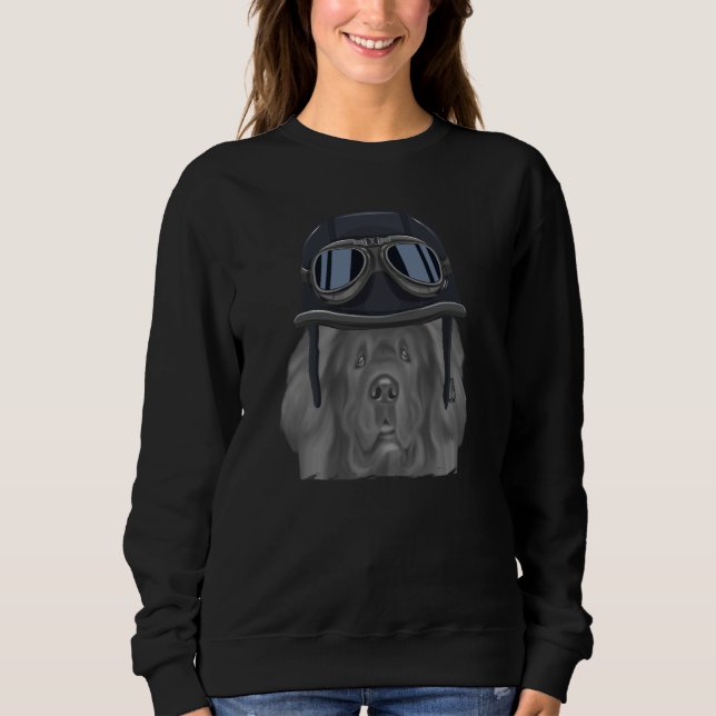 Tibetan Mastiff Wearing Vintage Motorcycle Helmet Sweatshirt (Vorderseite)