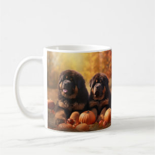 Tibetan-Mastiff-Welpe Herbstfreude Kürbis Kaffeetasse