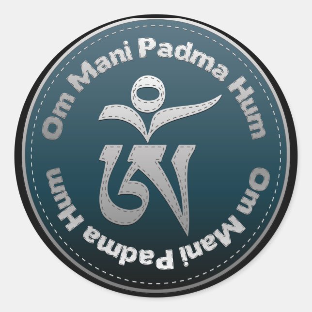 Tibetan Om Stitch Runder Aufkleber (Vorderseite)