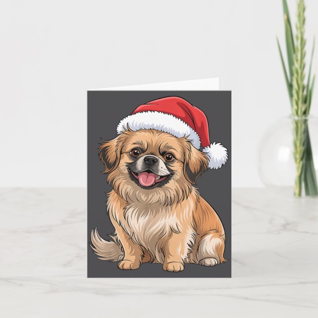 Tibetan Spaniel Dog Christmas Santa Hat Pet Dog Lo Karte (Vorderseite)