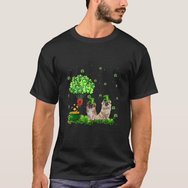 Tibetan Spaniel Dog St. Patrick's Day Cute Shamroc T-Shirt (Vorderseite)