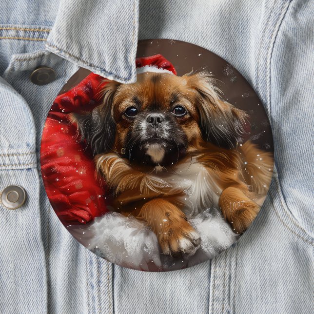 Tibetan Spaniel Dog Weihnachtsfest Button (Beispiel)