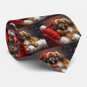 Tibetan Spaniel Dog Weihnachtsfest Krawatte