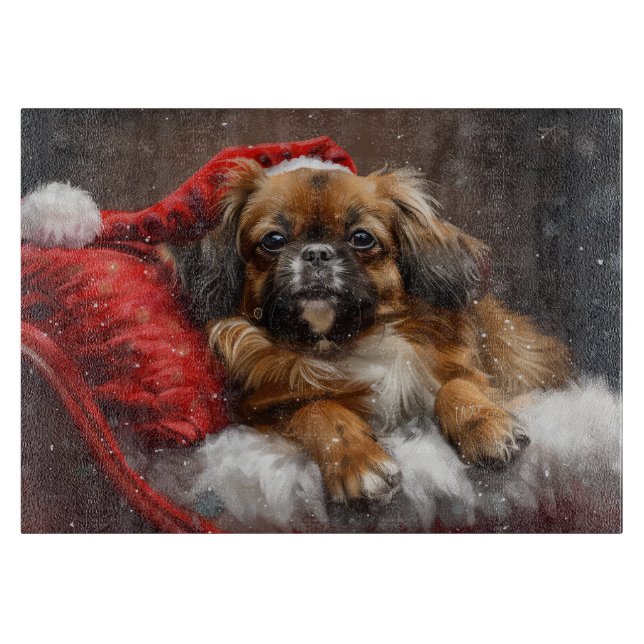 Tibetan Spaniel Dog Weihnachtsfest Schneidebrett (Vorderseite)