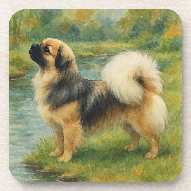 Tibetan Spaniel Getränkeuntersetzer (Vorderseite)