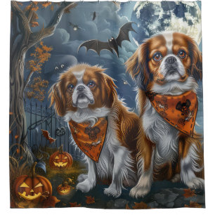 Tibetan Spaniel Halloween Gruselig Duschvorhang