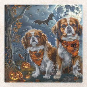 Tibetan Spaniel Halloween Gruselig Glasuntersetzer