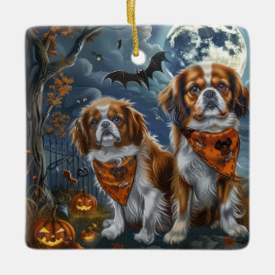 Tibetan Spaniel Halloween Gruselig  Keramikornament