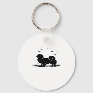 Tibetan Spaniel Hund � Halloween Mond Silhouette O Schlüsselanhänger