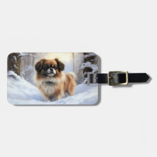 Tibetan Spaniel Lass es schneien Weihnachten Gepäckanhänger