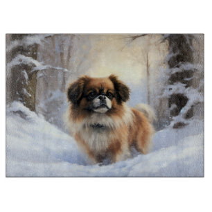 Tibetan Spaniel Lass es schneien Weihnachten  Schneidebrett