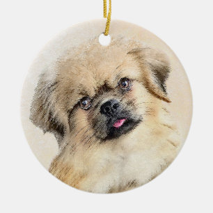 Tibetan Spaniel Malerei - Süße originelle Hundekun Keramik Ornament