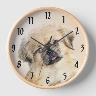 Tibetan Spaniel Malerei - Süße originelle Hundekun Uhr