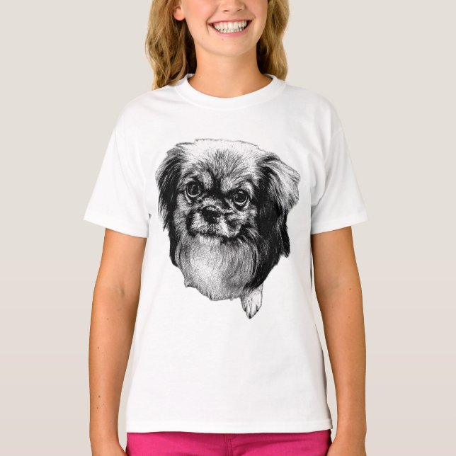 Tibetan Spaniel Tee – Vollkörper-Hundefoto (Vorderseite)