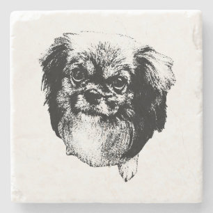 Tibetan Spaniel Untersetzer – Monochrome Hundekuns