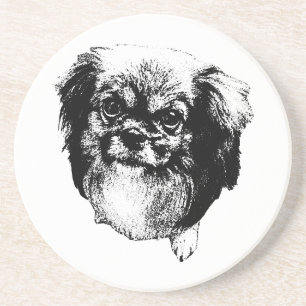 Tibetan Spaniel Untersetzer – monochrome Hundekuns