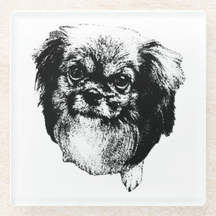 Tibetan Spaniel Untersetzer – Monochrome Hundekuns
