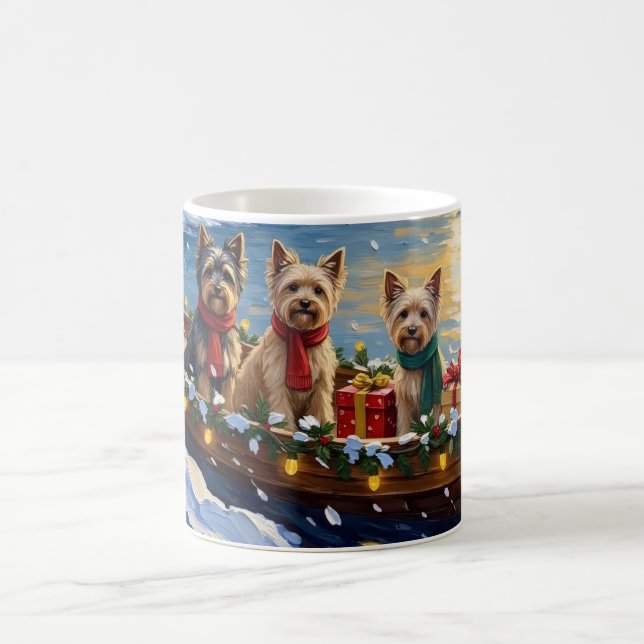 Tibetan Terrier Christmas Boat Holiday Kaffeetasse (Mittel)