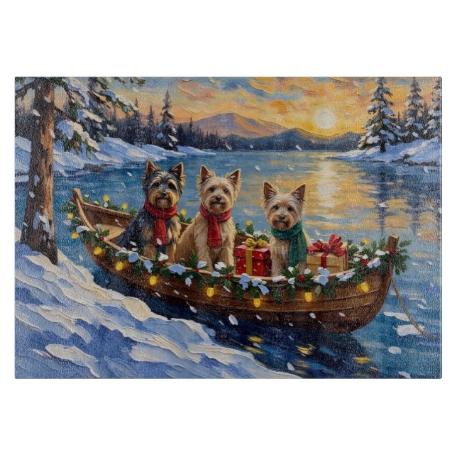 Tibetan Terrier Christmas Boat Holiday Schneidebrett (Vorderseite)