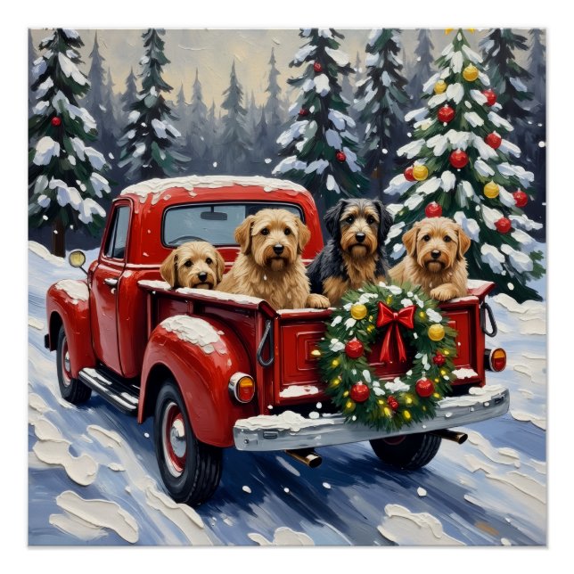Tibetan Terrier Christmas Red Truck Holiday Poster (Vorderseite)